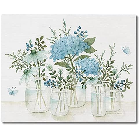 CounterArt Mason Jars & Florals 3mm Heat Tolerant Tempered Glass Cutting Board 15” x 12” Manufactured in the USA Dishwasher Safe Cover
