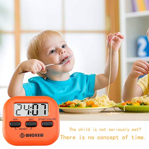Kitchen Timer, WECKEW 2 Pack Digital Kitchen Timer Magnetic Countdown Stopwatch Timer with Loud Alarm, Big Digit, Back Stand, Hanging Hole for Cooking, Shower, Bathroom, Kids, Teacher(Orange) - Image 3