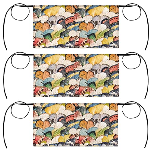 bisibuy Butterfly Wings Watercolor 3 Pack Server Aprons with 3 Pockets Cute Waitress Waiter Wasit Apron for Women Men Restaurant Bistro Cafe Bars Half Aprons Waitress Server Accessories