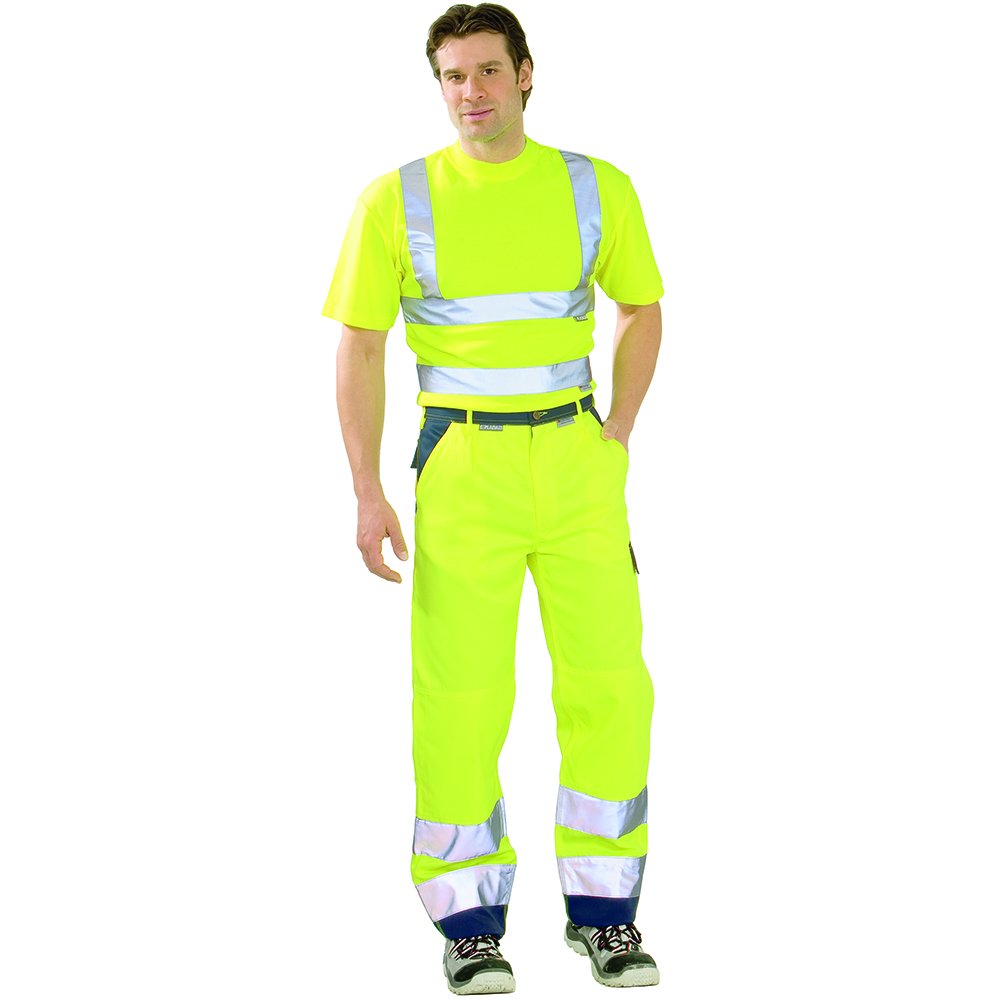 Planam Spodnie robocze "Ochrona ostrzegawcza" rozmiar 29 w kolorze żółtym/granatowym, 2017029