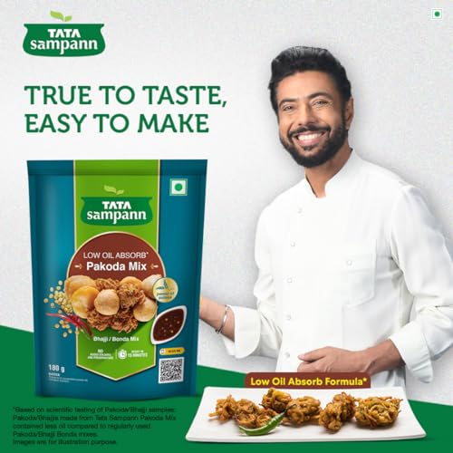 Image of Tata Sampann Low Oil Absorb Pakoda Mix, Ready to Cook Mix, Power of Pulses, Instant Pakoda Batter, 180g