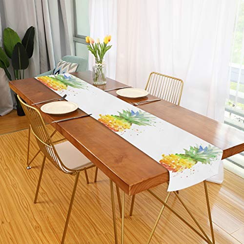 Auuxva CXQG37780022P361C398S755 Watercolor Fruit Pineapple Table Runner 13X70 Inch thumb #2