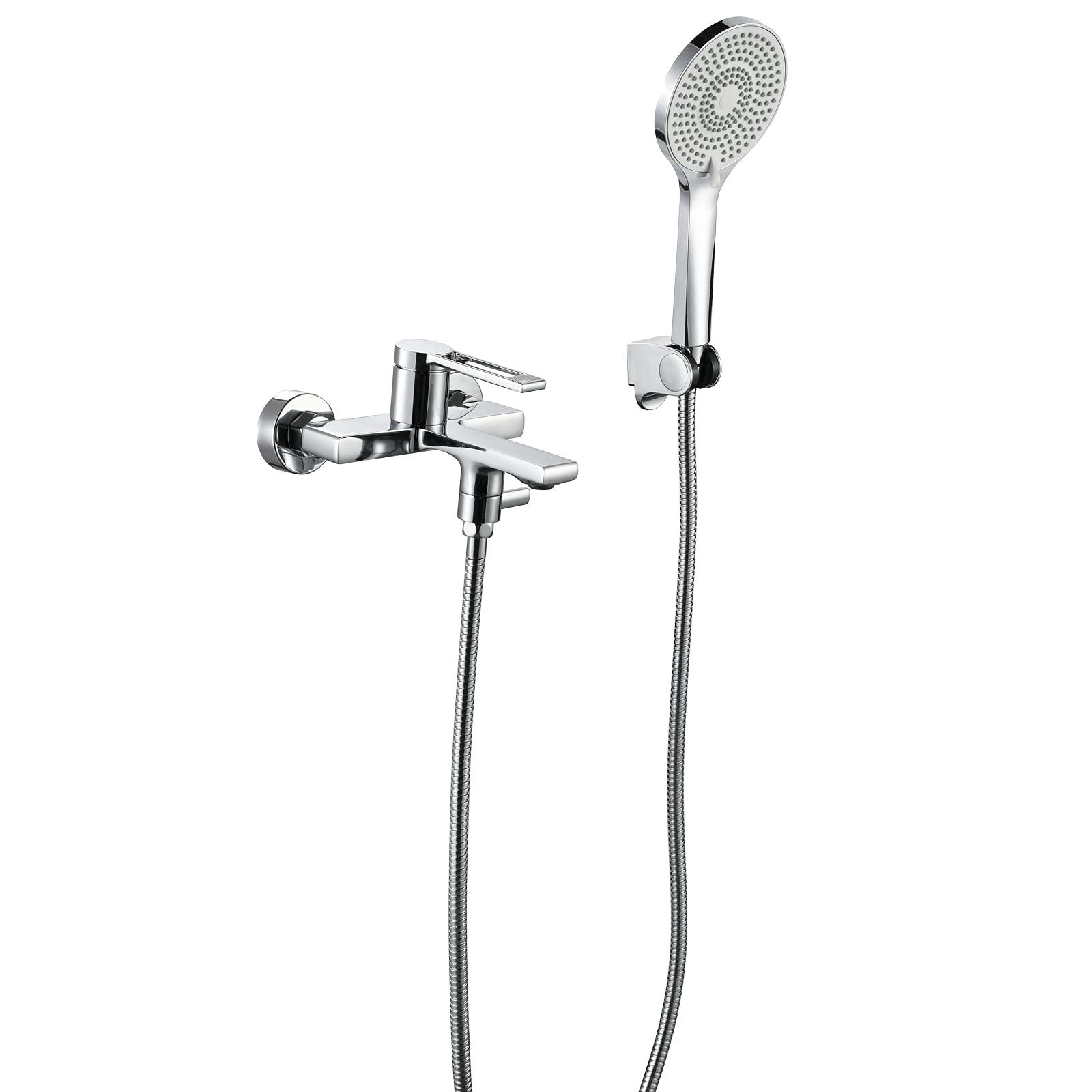 Robinet de baignoire haut débit chromé avec inverseur et douchette pour un remplissage rapide
