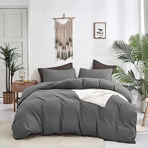 Jumeey Graues Bettdecken-Set für Doppelbett Cover