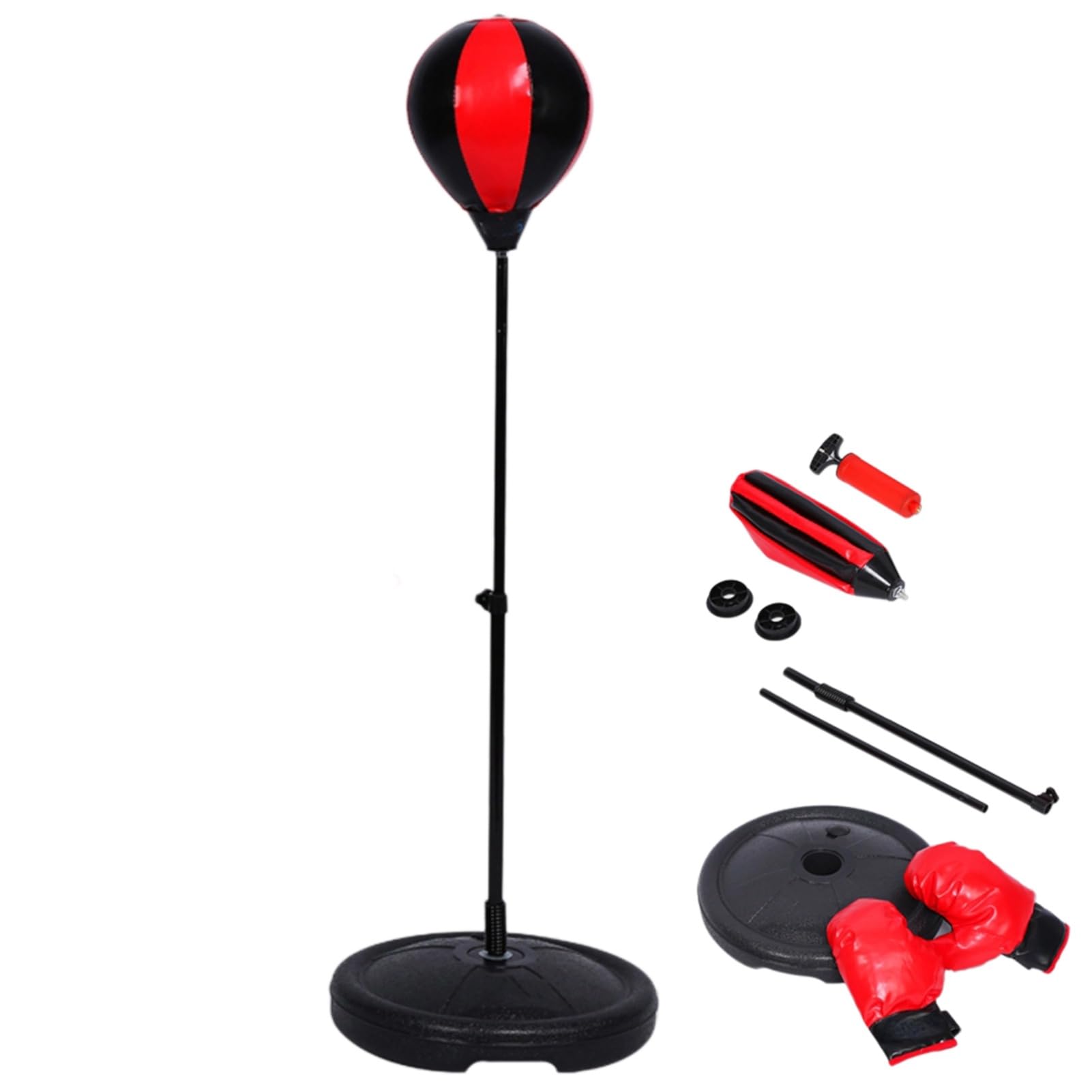 Höhenverstellbarer Stehender Boxsack mit 360°-Drehfunktion & Kugellager – Punching Ball Boxing Stand für Fitness, MMA und Boxtraining – inkl. Boxhandschuhen und Pumpe