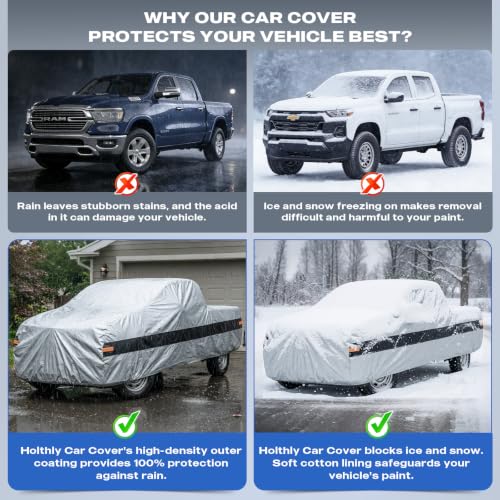 Image of 10 Layers Truck Cover Waterproof All Weather Custom Fit Nissan Titan(2015-2026) Crew Cab Short Bed, Outdoor Full Exterior Pickup Car Cover for Automobiles Sun Rain Snow Ice Protection. Sliver