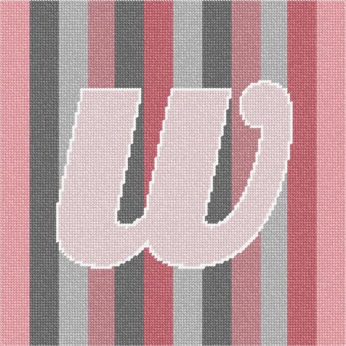 Pepita Needlepoint Canvas: Letter W Rose Stripes, 10