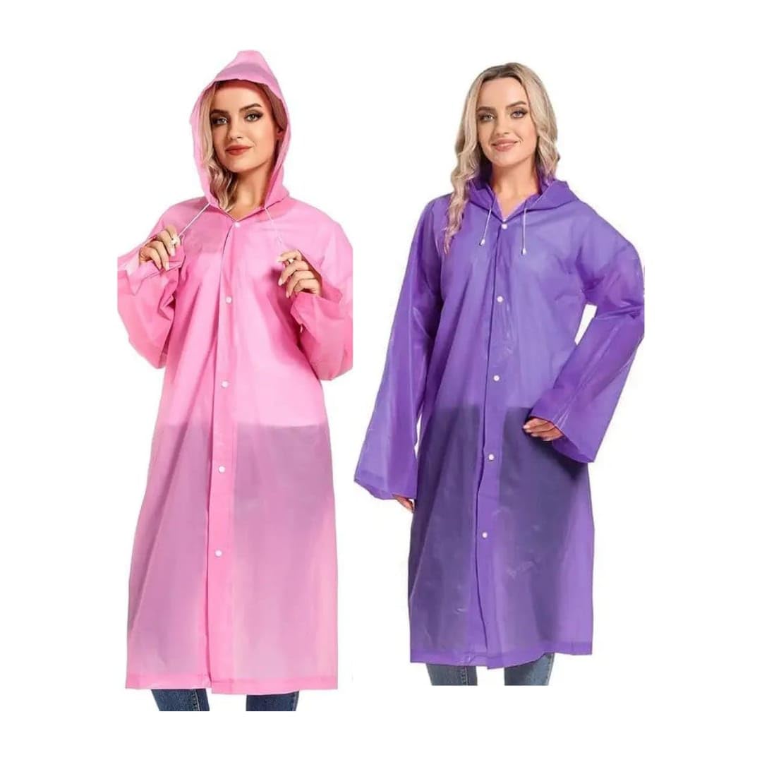 Sweksha Creations Transparent EVA Rain Coat Hooded Outdoor Water Resistant Portable Raincoat Suit (Universal Size) for men,Women,girls and boys (Pack of 2)-image-45