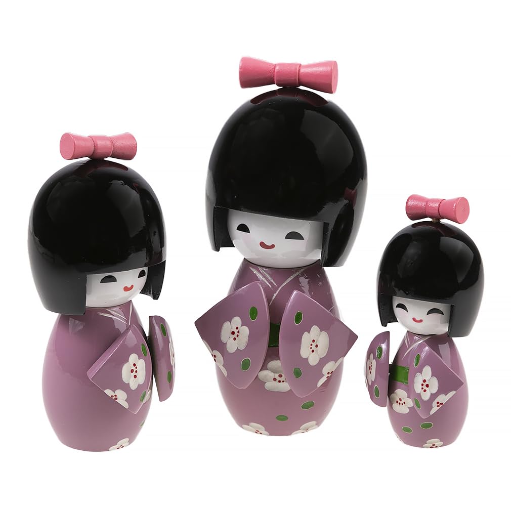 Lachineuse Traditional Japanese Kimono Doll - Mauve/Purple, 31cm High, Resin & Fabric - View #7