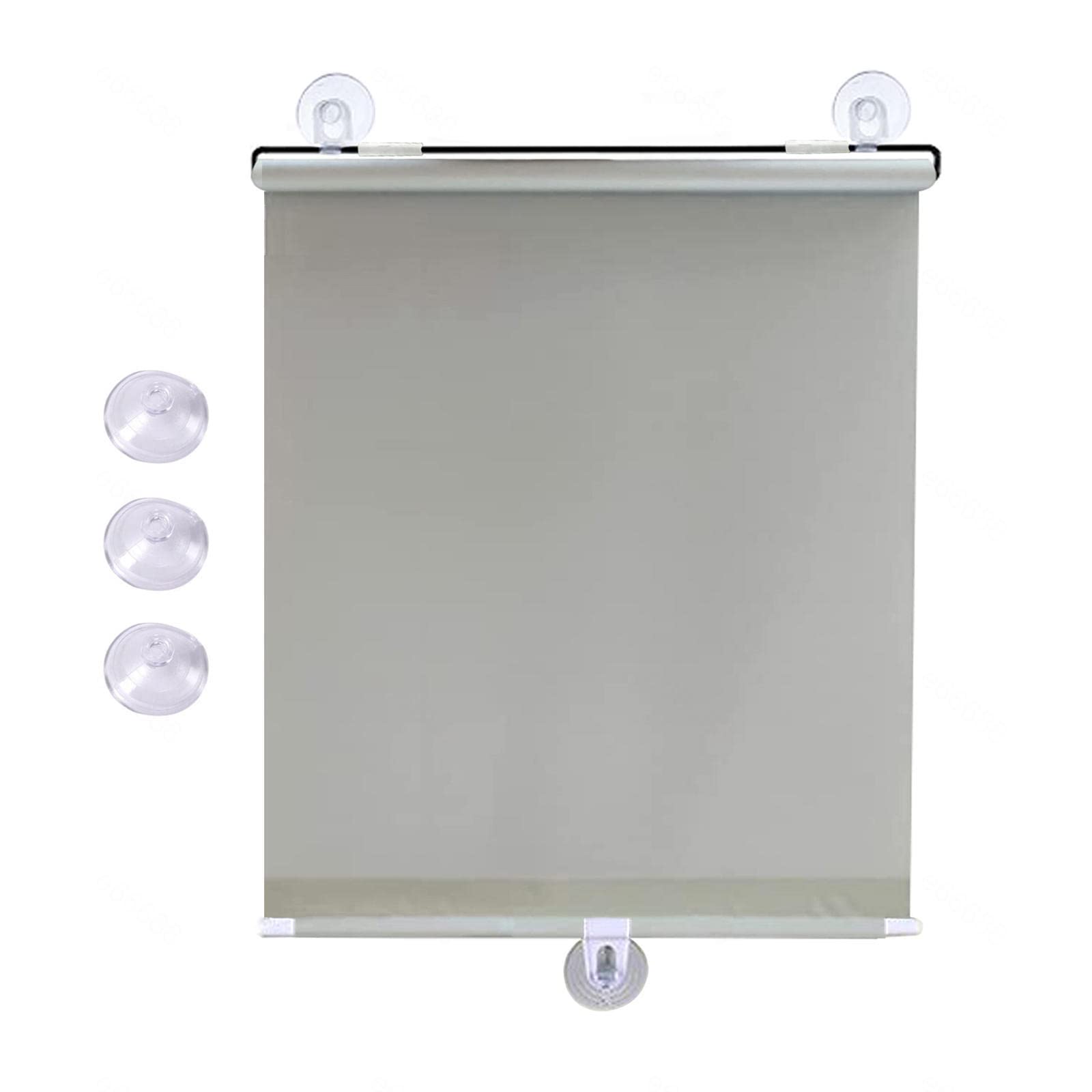 Kgudys Grey Blackout Roller Blinds With Suction Cups,Adjustable Blinds,Portable Retractable Roller Shades,Temporary Blinds,For Bathroom,Kitchen,Living Room,30/45/50/68/75Cm,-50X125cm/20X49in