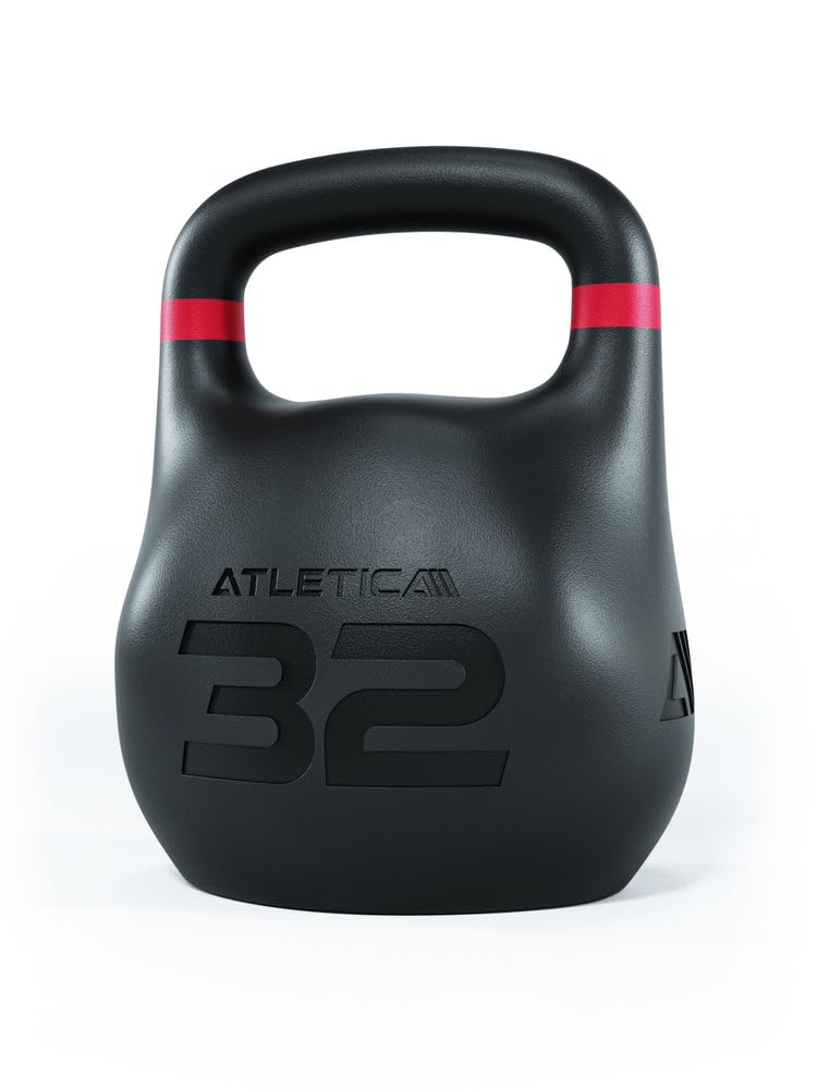 Atletica HRX Kettlebell ottagonale | 32 kg | rosso | ideale per il trasporto degli agricoltori | nessun urto sulla coscia | codice colore secondo standard internazionale