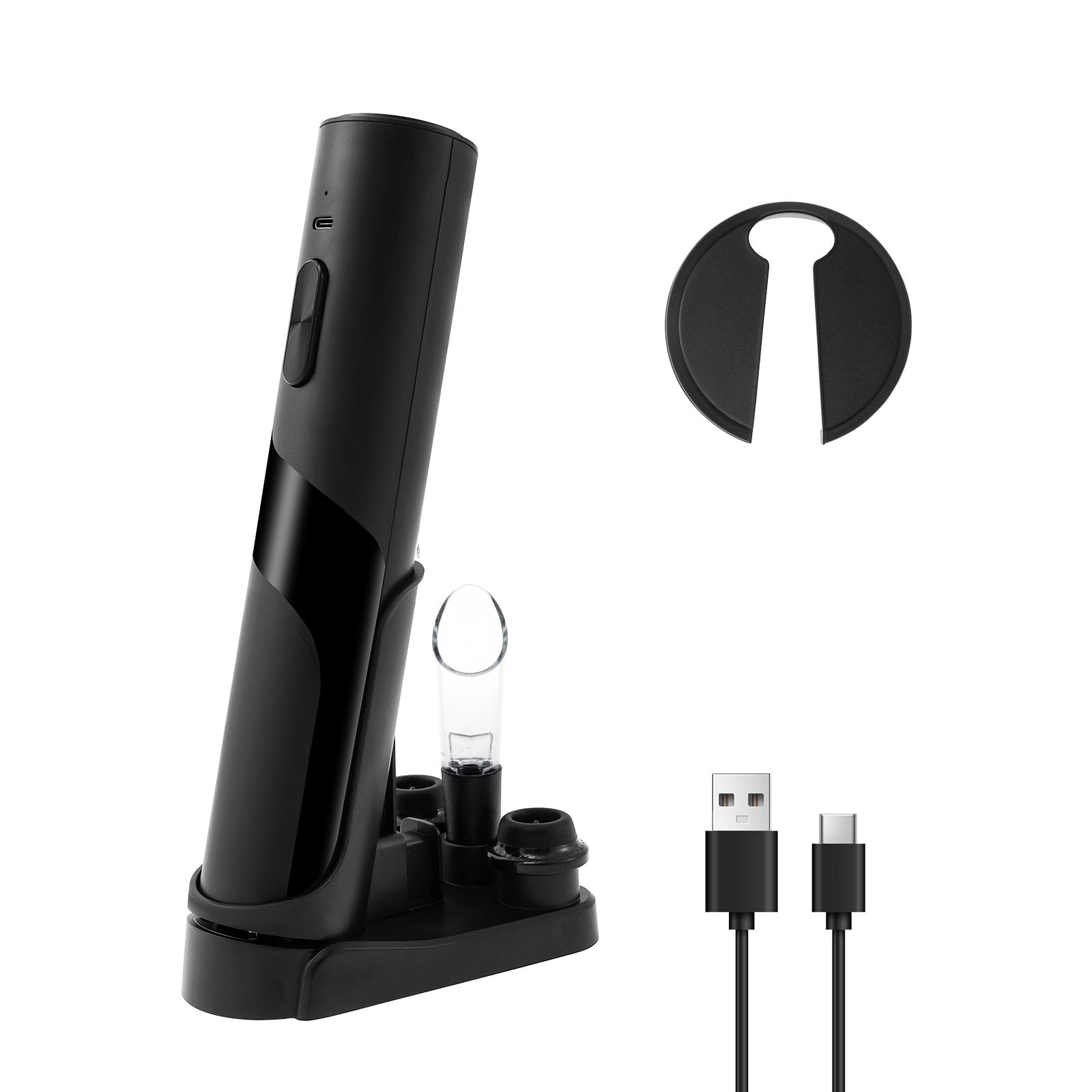 Bottle Corkscrew Set, Automatic Wine Bottle Cork, Screw ABS Electric Wine Opener Accurate Efficient Electric Wine Opener Set Rechargeable Corkscrew Safe for Home