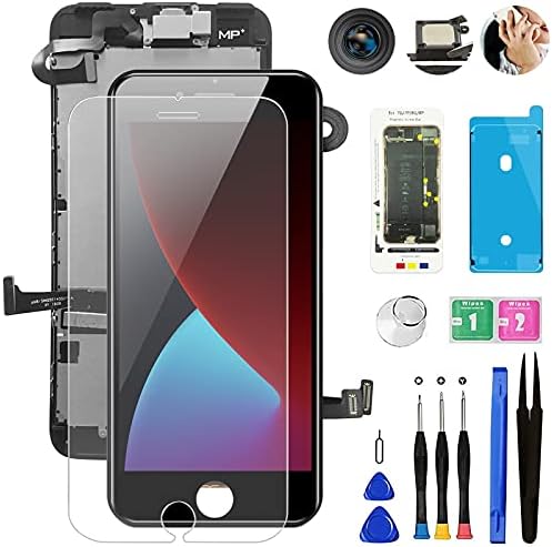 for iPhone 7 Plus Screen Replacement Black,Mobkitfp 5.5" Full Assembly LCD Display Digitizer with Front Camera+Earpiece+Sensors+Waterproof Seal+Repair Tools+Tempered Film for A1784,A1785,A1661 (Black)