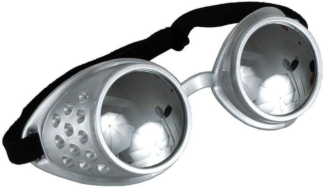 Silver Steampunk Atomic Welding Goggles with Mirrored Lenses