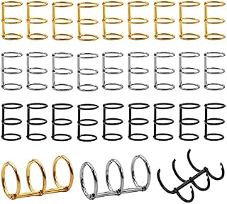Mardatt 30Pcs 3 Ring Metal Loose Leaf Binders Book Rings Snap Split Hinged for Notebook, Diary, Photo Album, Binding Spines Combs, 20mm (Gold, Silver, Black)