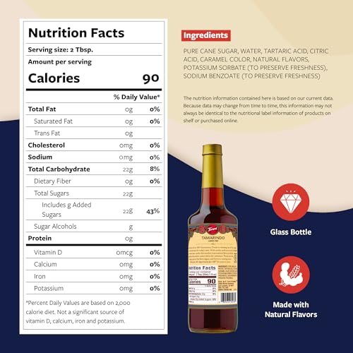 Image of Torani Tamarindo Syrup, 100th Anniversary Flavor for Drinks, Glass Bottle with Pump Included, 25.4 Fl Oz