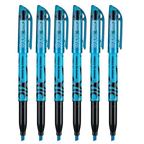 PILOTFriXion Light Erasable Highlighters, Chisel Tip, Blue Ink, 6 Count