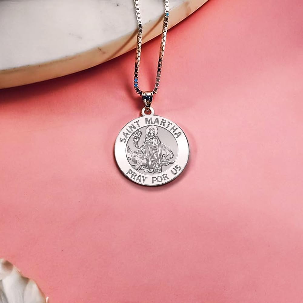 PicturesOnGold.com Saint Martha Religious Medal - 2/3 Inch Size of Dime, Sterling Silver - Image 8
