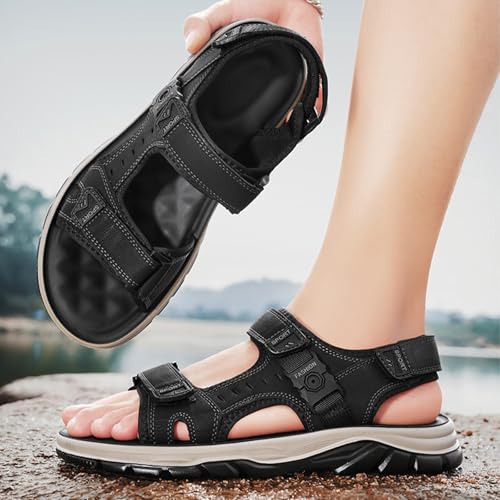 Fashion Men's Hiking Open-Toe Sandals, Breathable Classics Real Leather Sports Sandals, Outdoor Backpacking Beach Shoes4