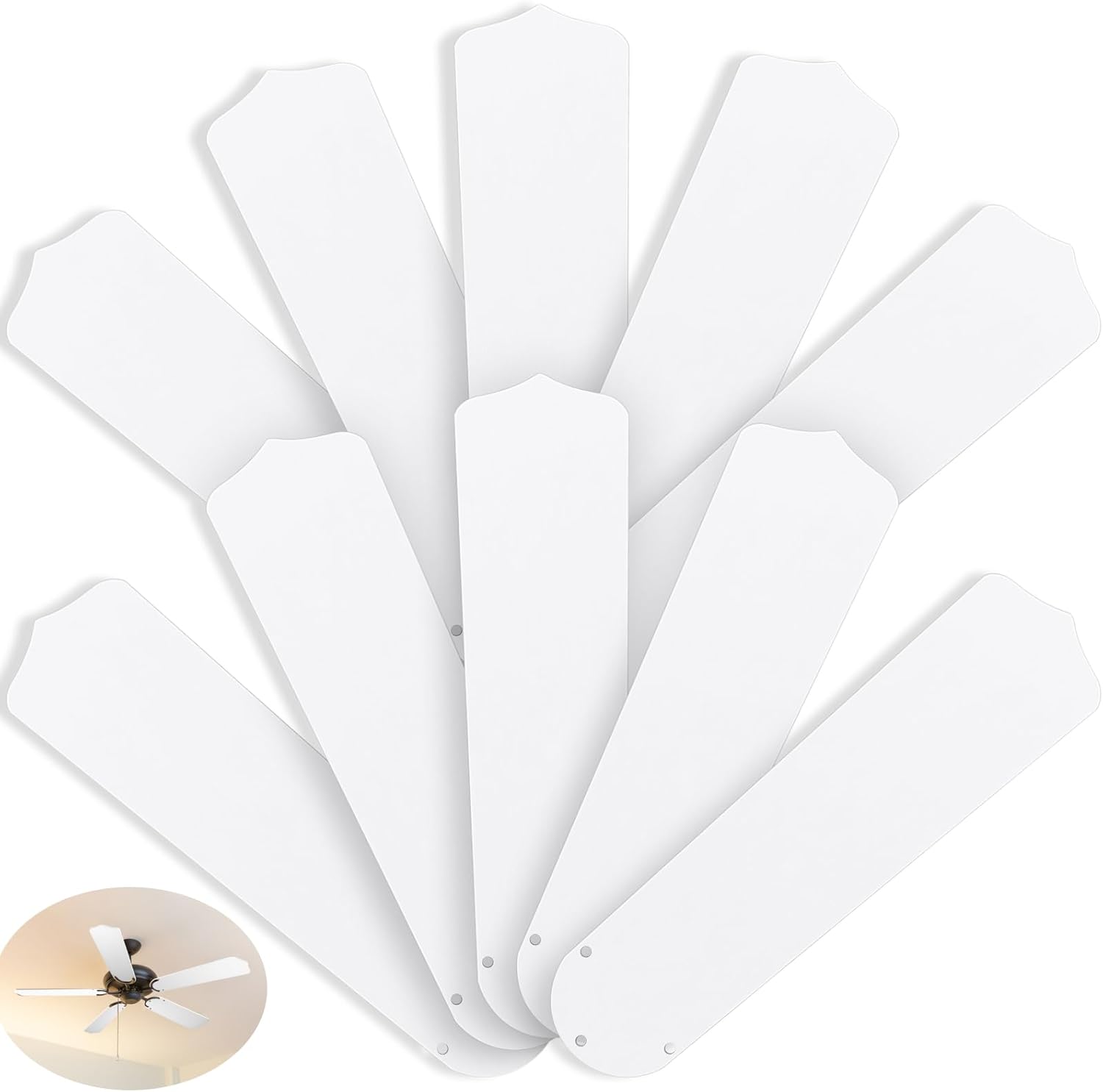 10Pcs Replacement Fan Blades for 42 52 Ceiling Fan Waterproof Weatherproof Blades Replacement for Broken Substitution Replacing Indoor Outdoor Summer(White,52 Inch) White 52 Inch