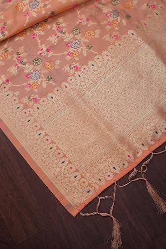Image of DEVANGI Women's Woven Banarasi Silk Dupatta /Chunni For Women, Floral Print 1 Meter Wide and 2.3 Meter Length Printed Designer Dupatta /Chunni For Girls
