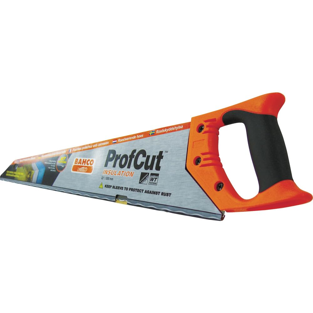 ProfCut Insulation Saw For Mineral Wool/Stone Wool/Eco Wool/Styrex, 22 Inch Length, Wave-Formed Sharpened Teeth, Comfortable Two-Component Handle