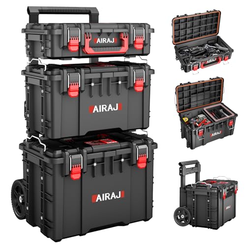 Rolling Tool Box with Wheels Heavy Duty,Modular Stackable Tool Box Organizer,Waterproof Toolbox for...
