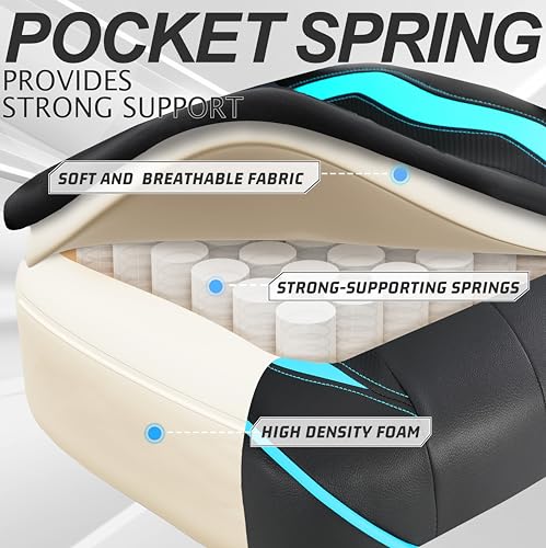 Vonesse-Gaming-Chair-for-Adults-Gaming-Chairs-with-Footrest-Reclining-Computer-Gaming-Chair-for-Heavy-People-Gamer-Chair-Big-and-Tall-Ergonomic-Game-Chair-Racing-Chair-with-Lumbar-PillowTealCyan Vonesse Gaming Chair for Adults Gaming Chairs with Footrest Reclining Computer Gaming Chair for Heavy People Gamer Chair Big and Tall Ergonomic Game Chair Racing Chair with Lumbar PillowTealCyan