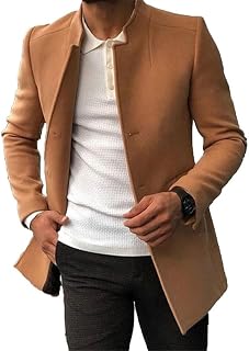 UJIAZ Autumn and Winter Men's Casual Youth Blazer Solid Color Slim Tweed Coat Coat