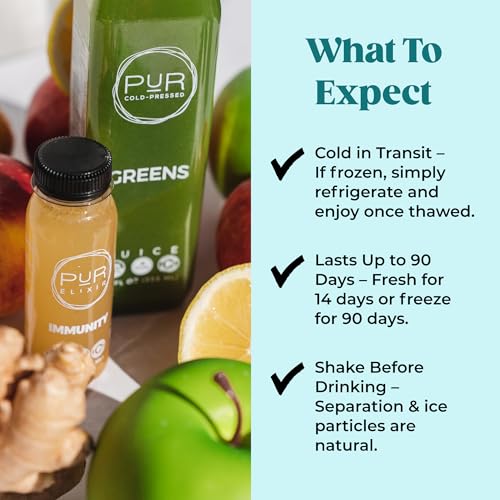 PUR Cold Pressed 12-Day Detox Formula – Cold-Pressed Juice + Wellness Shots for Improved Digestion & Energy | Includes Pineapple Mint, Turmeric Lemonade, Greens & More - Thumbnail 5