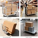4-in-1 Foldable Platform Truck with Cage and Brake, 39"x24" Heavy Duty Warehouse Push Moving Cart, 1000lbs Flatbed Dolly for Grocery, Laundry, Shelving, Storage, Industrial Wagon Hand Truck Trolley