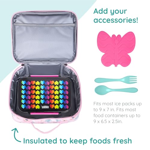 Image of Wildkin JumpOff Jo Insulated Lunch Box - Keeps Food Hot or Cold, BPA-Free with Mesh Pockets & Easy-Clean Lining - Ideal for School, Travel & Daycare - Floral Watercolor