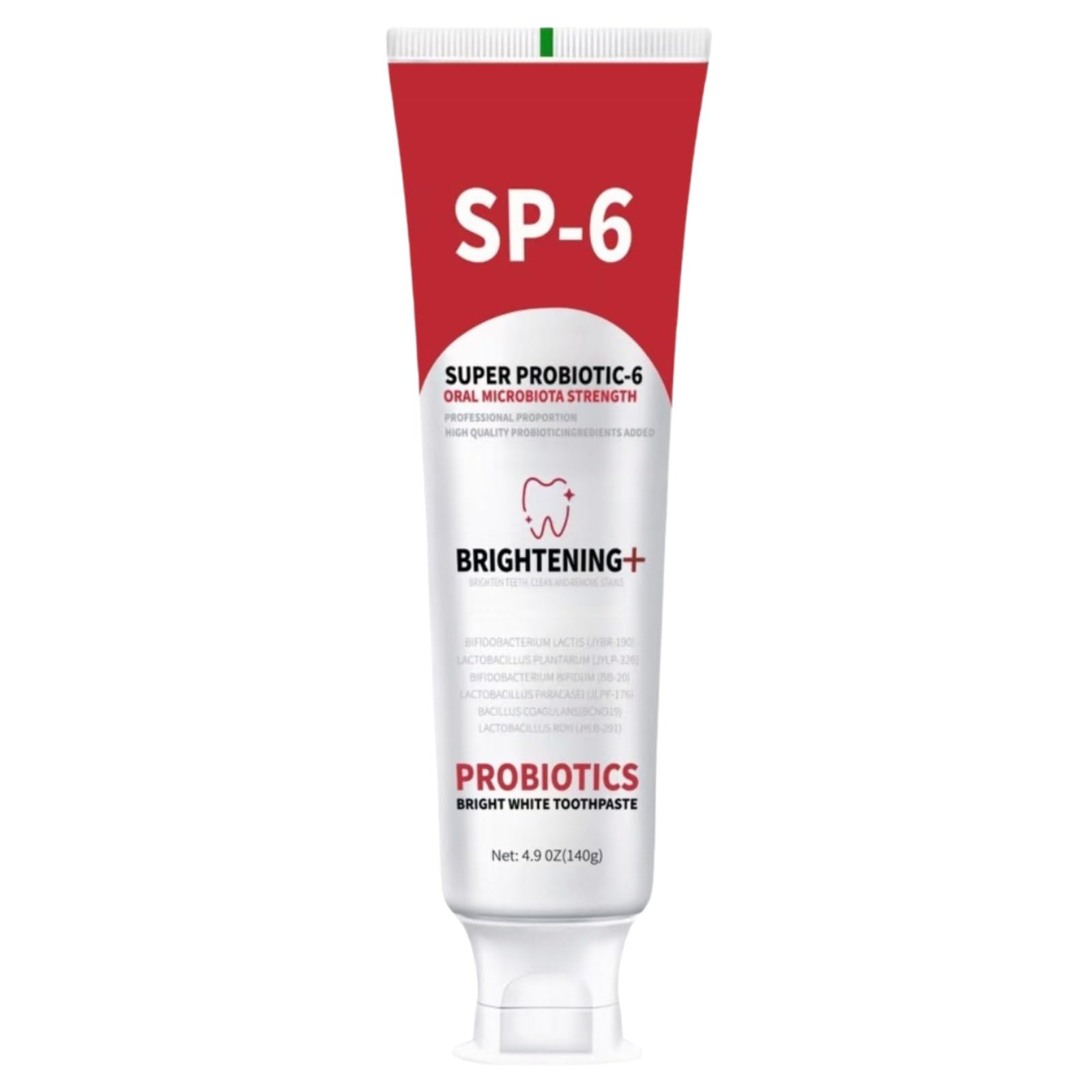 SP-6 Probiotic Whitening Toothpaste, for Teeth Whitening and Gum Health, Enhanced Formula with 6 Probiotics, Fluoride-Free, Minty Fresh Flavor, 4.9 oz (1)