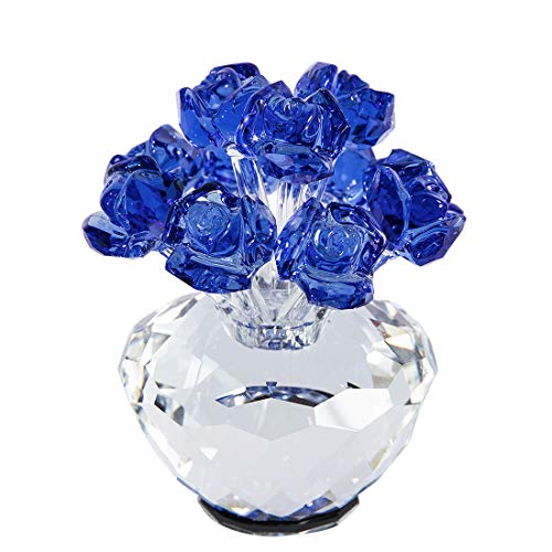 H&D - Ramo de flores de cristal azul con diseño de rosas
