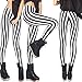 FYMNSI Damen Leggings Vertikal Gestreift Stretch Strumpfhose Leggins Streifen Lange Hosen Dünne Dehnbar Schlank Hüfthose Yoga Lauf Fitness Workout Freizeit Hose Weiß L