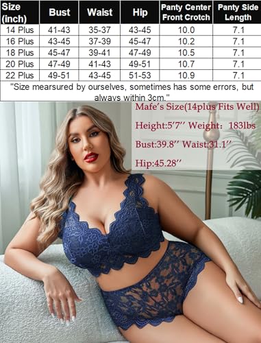 Image of Avidlove Plus Size Lingerie Set for Women Sexy Lace Halter Bralette High Waist Panty Set