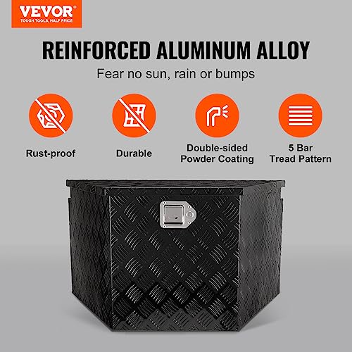 Image of VEVOR Trailer Tongue Box, Heavy Duty Trailer Tongue Tool Box Storage Organizer with Lock & Keys, Utility Tool Chest for Pickup Truck Bed, RV, SUV, Off-Road Vehicle, Aluminum, 33 inch x 19 inch x 18 inch, Black