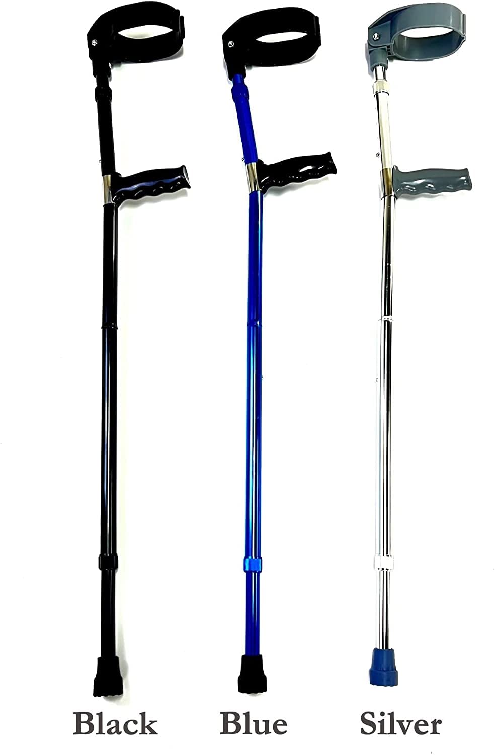 Muletas 1 par de muletas de antebrazo para adultos con puño completo ajustable, muletas de brazo de altura ajustable ligeras, bastón de aluminio para caminar para viajar o trabajar para Caminar