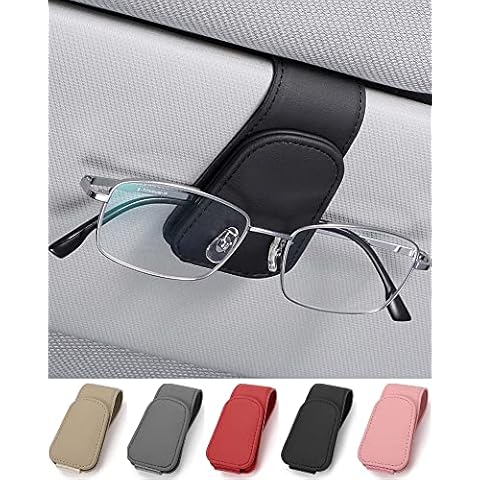 JEJA Soporte para Gafas de Sol para Coche, Cuero Soporte para Gafas de Sol, Coche, Ticket Tarjetas, Clip Gafas, Soporte para Parasoles de Coche Cover
