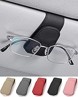 JEJA Brillenhalter für Auto Sonnenblende, Leder Sonnenbrillen Halterung für Auto Visier Zubehör, Ticket-Kartenclip, Schwarz