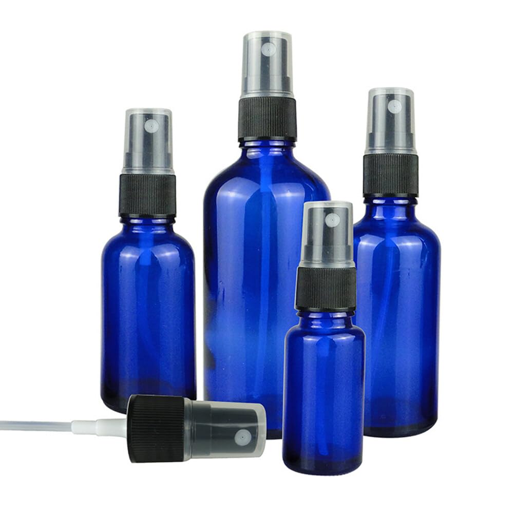 20 flaconi spray in vetro da 100 ml, piccoli flaconi spray ricaricabili, riutilizzabili, blu vuoto, nebulizzatore, nebulizzatore da viaggio, per oli essenziali, cosmetici liquidi da viaggio, pulizia