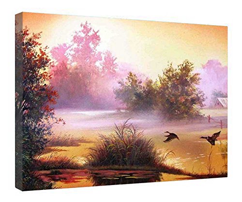 Tableau canards C.Kovalchuk impression sur toile encadrée en bois 40x50 cm pour décoration murale