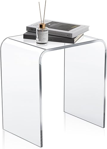 Kigley Mesa auxiliar de acrílico de 15.8 x 11.8 x 17.7 pulgadas, mesa auxiliar moderna transparente, mesa de centro para sala de estar, oficina,