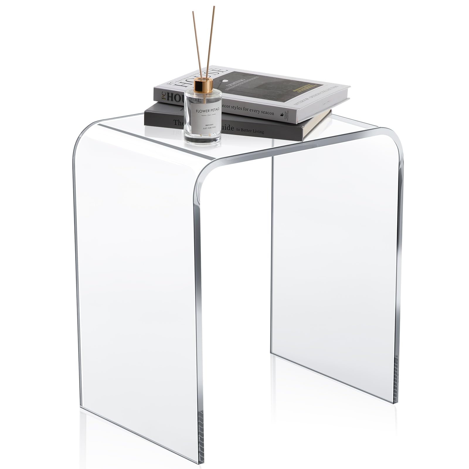 Kigley Acrylic Side Table 15.8 x 11.8 x 17.7 Modern Clear End Table, Coffee Table Transparent Nightstand Stool for Living Room, Office, Bedroom, Bathroom (Classic)