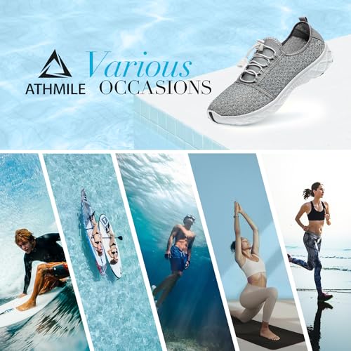 Image of ATHMILE Water Shoes for Men Women Barefoot Hiking Swim River Beach Knit | Adult Lake Pool Aqua Socks Quick Dry for Hiking Surfing Kayaking Sport Accessories Camping Must Haves