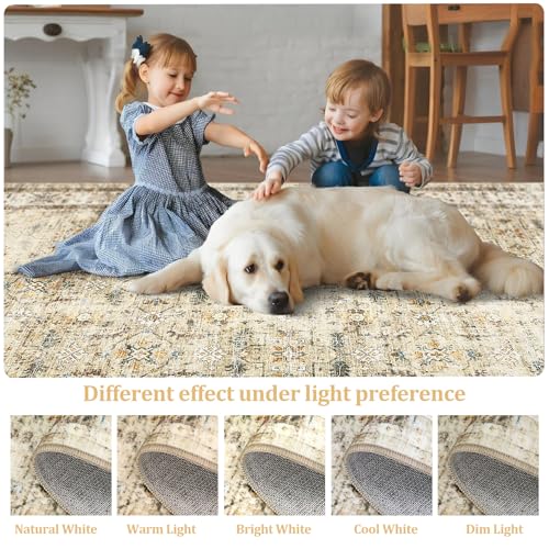 Tapete Decorativo Beige 9x12 ft Bajo Pelo Lavable miniatura 7