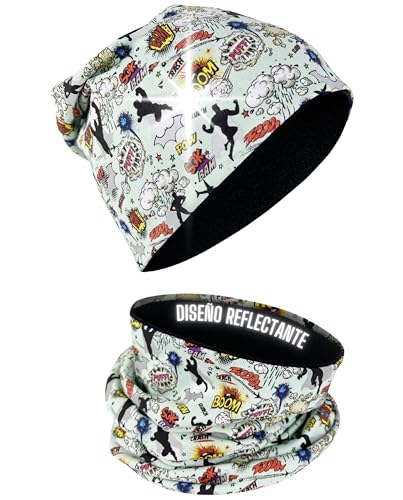 HECKBO Gorro y Braga Infantil Superhéroe Invierno Polar 2 8 años