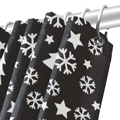 Rideau de douche de Noël grand format avec 12 crochets de baignoire