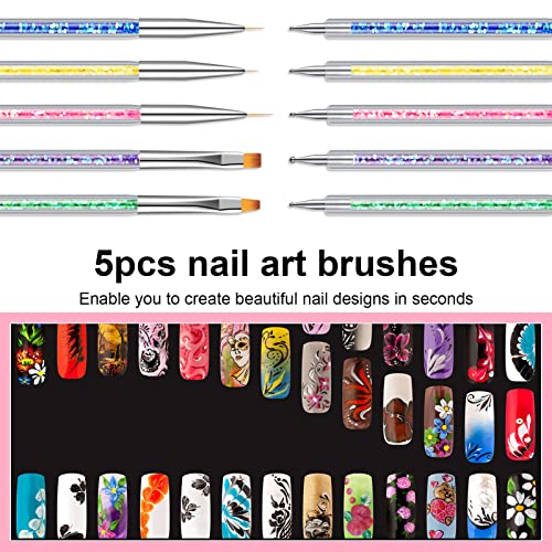 KroY PecoeD 5 Stück Nail Pinsel Set, Nagel Art Liner Pinsel, Nageldesign Pinsel Nail Art Dotting Tools Nail art Pinsel… – Bild 6