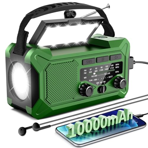 Emergency Hand Crank Weather Radio,Toolchums 10000mAh AM/FM/NOAA ...